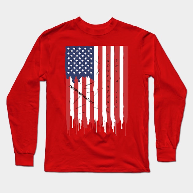 Independence Day, USA Long Sleeve T-Shirt by IMZAD